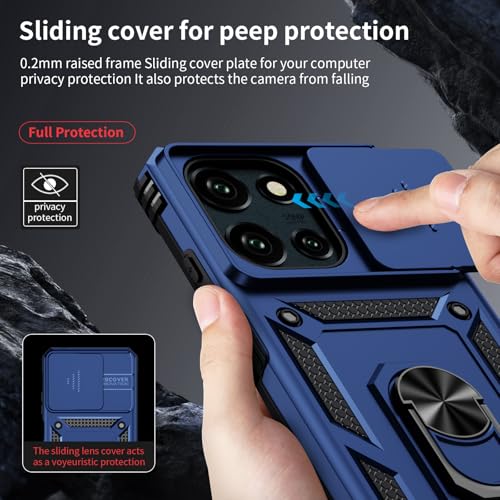 Weycolor for Moto G Stylus 2025 Case with Camera Lens Cover, HD Screen Protector, 10 FT Military Grade Drop Protection, Magnetic Ring Holder Kickstand Protective Phone Case, Navy Blue - Image 4