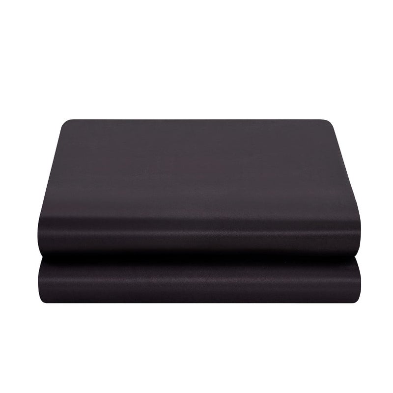 Luxbedding Satin Flat Sheet Only  Full Flat Sheet  1 - Piece Black Top Sheet  Extra Soft Silk Flat Bed Sheets Sold Separately Full - Black  - Image 1