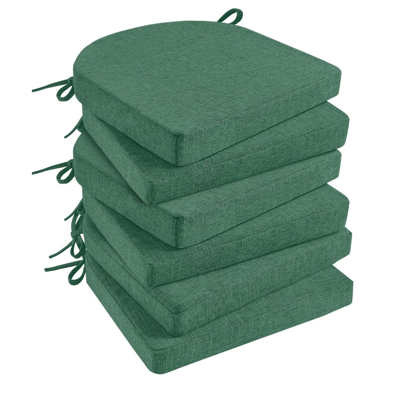 Basic Beyond Chair Cushions for Dining Chairs 6 Pack, Kitchen Chair Cushions with Ties and Non Slip Backing, 16 x 16 inches Chair Pads for Dining Chairs (Forest Green) - Image 1