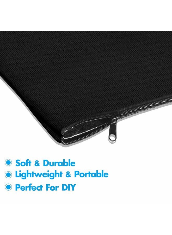 Vantasii 15 Pack Blank Cotton Canvas DIY Craft Zipper Bags Pouches Pencil Case for Makeup Cosmetic Toiletry Stationary Storage (Dark Black, 8.3” x 4.7”), Black, 8.3"x4.7" - Image 4