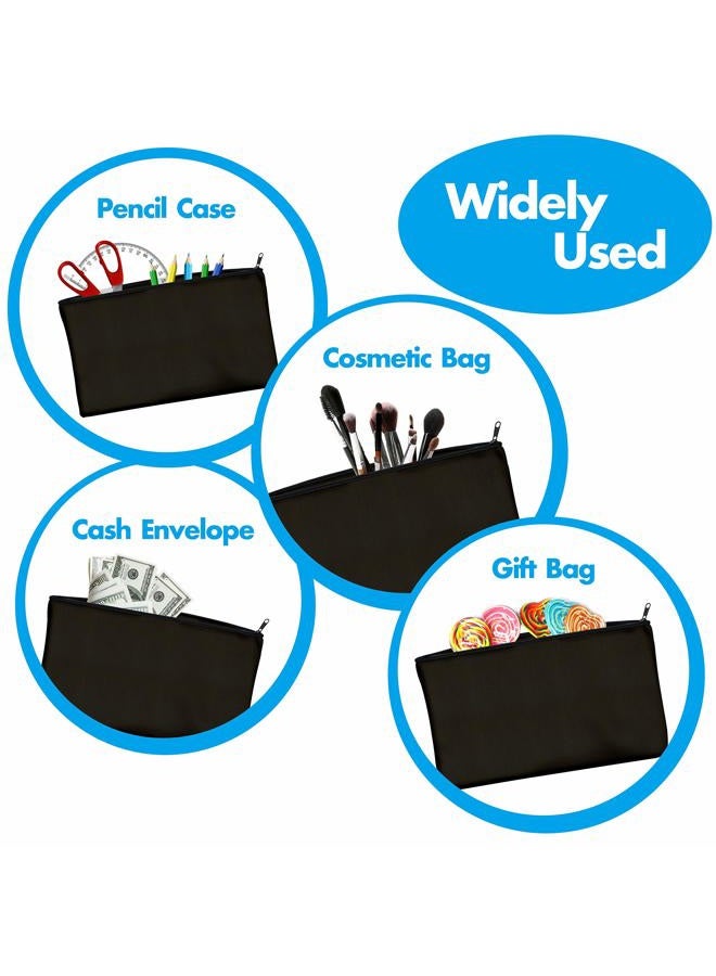 Vantasii 15 Pack Blank Cotton Canvas DIY Craft Zipper Bags Pouches Pencil Case for Makeup Cosmetic Toiletry Stationary Storage (Dark Black, 8.3” x 4.7”), Black, 8.3"x4.7" - Image 5
