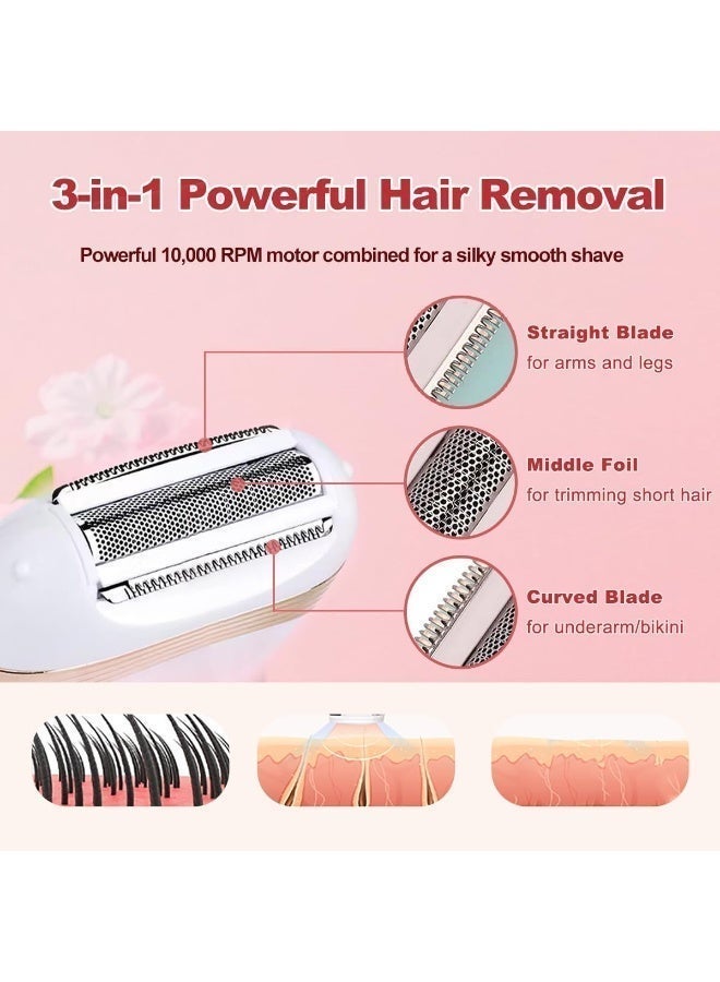 Electric Epilator, Women's Shaver, Bikini Trimmer for Women, Rechargeable Lady Razor, Easy Quick Shaver Head, Body Removal Legs Underarms, Electric Hair Remover - Image 2
