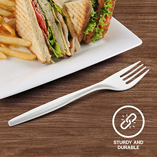 R-kay 1000 Pcs Plastic Utensils Set - 500 Forks And 500 Spoons - Premium Plastic Forks And Spoons - Medium Weight Silverware Set - Bulk Disposable Cutlery - Image 5