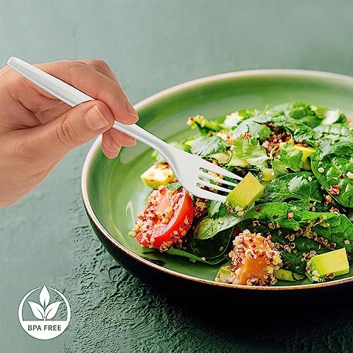 R-kay 1000 Pcs Plastic Utensils Set - 500 Forks And 500 Spoons - Premium Plastic Forks And Spoons - Medium Weight Silverware Set - Bulk Disposable Cutlery - Image 2