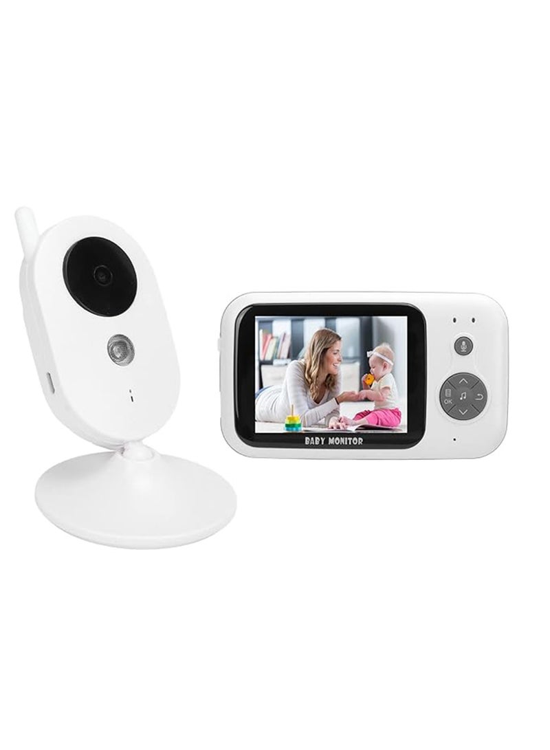 3.2-Inch LCD Wireless Baby Monitor With Night Vision Two-Way Talk - White - Image 2