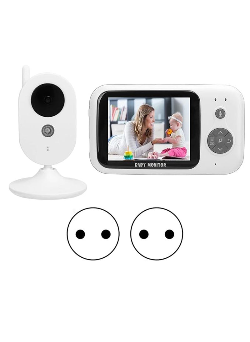 3.2-Inch LCD Wireless Baby Monitor With Night Vision Two-Way Talk - White - Image 3