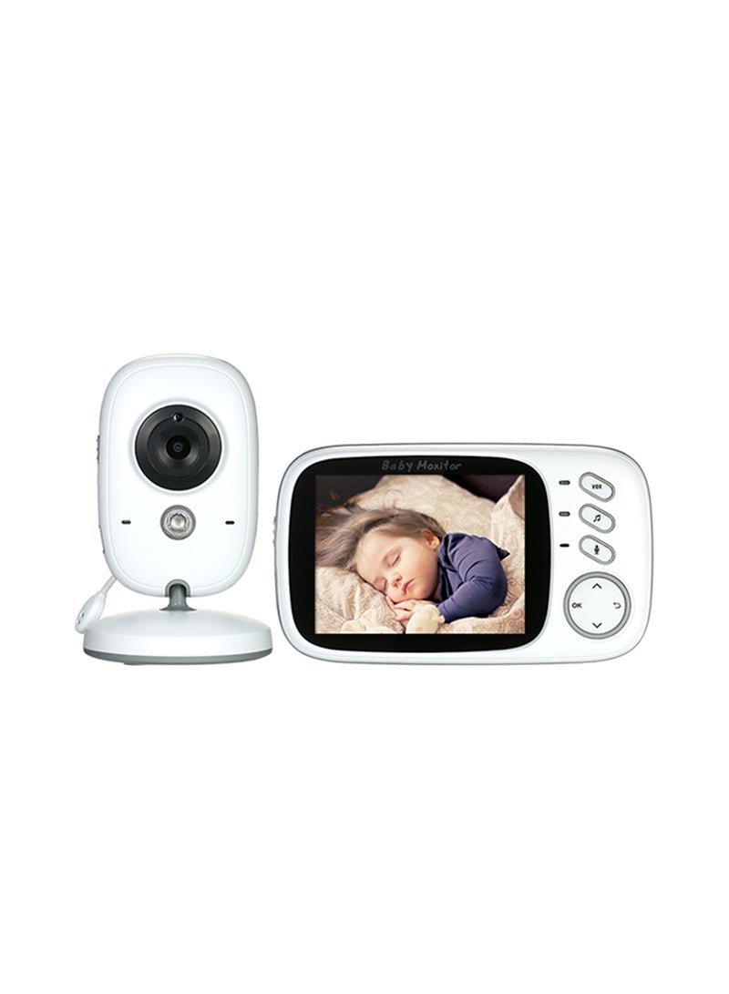3.2-Inch LCD Wireless Baby Monitor With Night Vision Two-Way Talk - White - Image 1