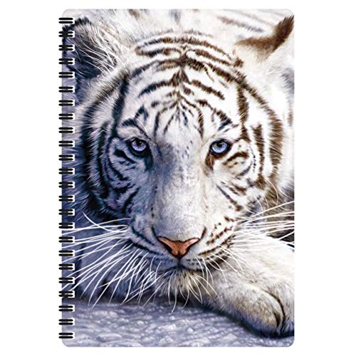 3D LiveLife Notebook - White Tiger Repose from Deluxebase. 80 Page Lined Lenticular 3D White Tiger Notebook. 8.5 x 5.5 in. School or work stationery with artwork licensed from artist David Penfound - Image 1