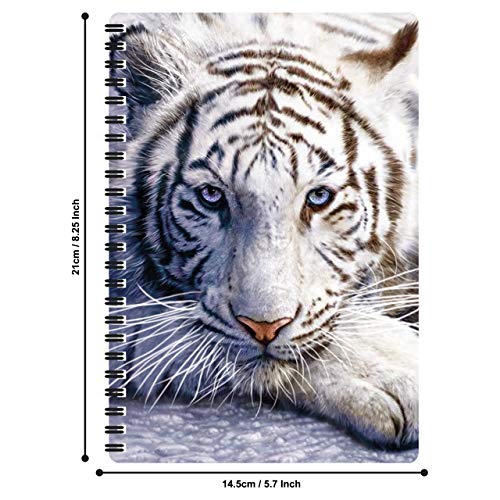 3D LiveLife Notebook - White Tiger Repose from Deluxebase. 80 Page Lined Lenticular 3D White Tiger Notebook. 8.5 x 5.5 in. School or work stationery with artwork licensed from artist David Penfound - Image 3