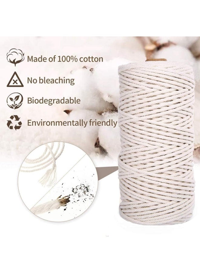 Premify 2 Packs 2Mm + 3Mm White Cotton Rope Macrame Cord, Natural Durable Long Rope Handmade Art Material For Craft Wall, Hanging Plants, Drawstrings, Gardening, Home Decorations (200 Meters)  - Image 3
