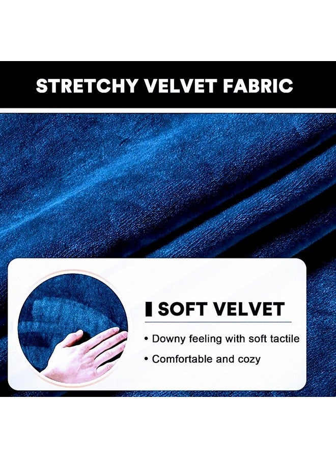 NAMAN ARTS Naman Arts Sofa Foam Cushions in Velvet with Zip Cover (Seat - 22"x21"x5") | Density:- 32 Foam | Warm and Decent Visual | Stretchy Soft Velvet Fabric | Multipurpose Using Cover | (Pack of 3, Ink Blue)  - Image 2