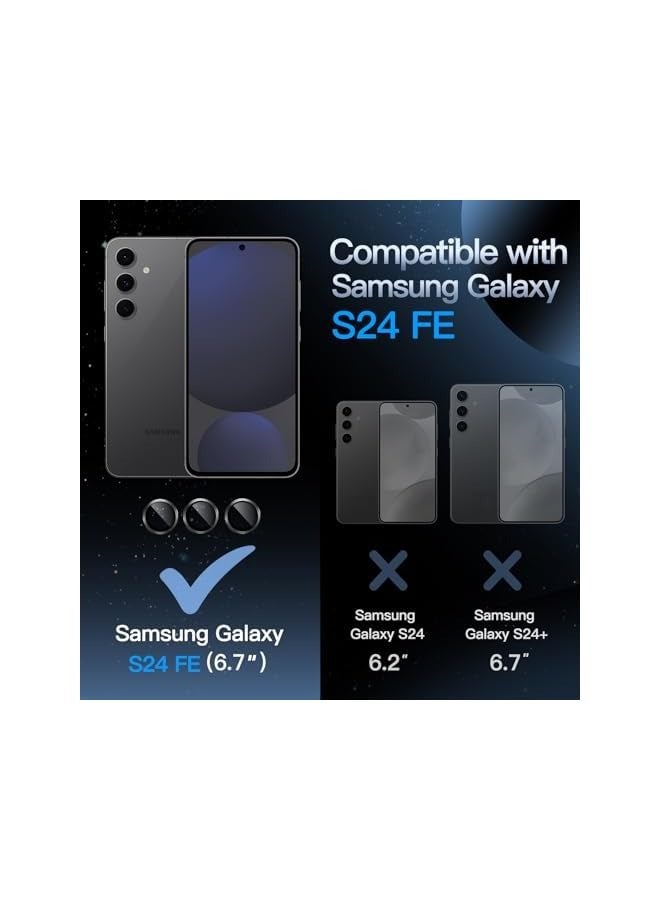 PROMASS Camera Lens Protector for Galaxy S24 FE, 9H Tempered Glass Metal Individual Ring Cover, HD Clear, 1 Set (Black) - Image 2