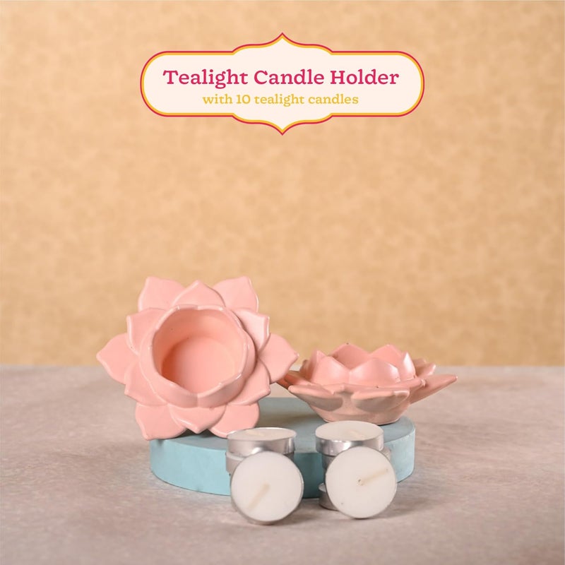 UGAOO Peace Lily Diwali Gift Hamper(Set of 4) with Candle Holders(Set of 2) and Tealight Candles(Set of 10) for Diwali Gifting - Image 3