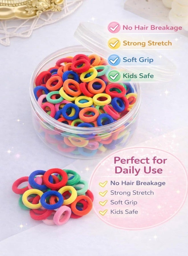 Frescorr (100 pcs) Baby Hair Ties | Soft No-Damage Premium Elastic Mini Rubber Bands for girls | Strong Stretch Ponytail Holders | Daily Use Hair Accessories | (Multicolor) - Image 3