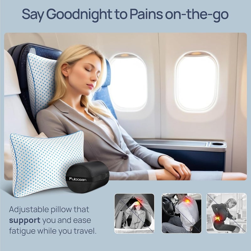 fulocean Small Cooling Shredded Memory Foam Pillow for Travel & Camping, Compressible Adjustable Pillow Washable Cover,Medium Firm Neck Knee Lumbar Support,Ideal Sleeping,Car,Airplane,Toddler,Backpacking,Gifts - Image 3