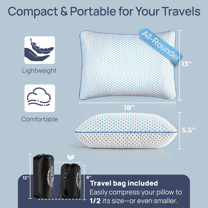 fulocean Small Cooling Shredded Memory Foam Pillow for Travel & Camping, Compressible Adjustable Pillow Washable Cover,Medium Firm Neck Knee Lumbar Support,Ideal Sleeping,Car,Airplane,Toddler,Backpacking,Gifts - Image 2