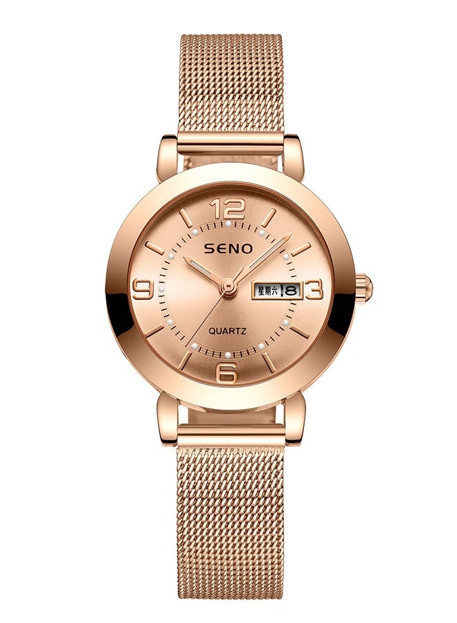SENO Women's Quartz Luminous Waterproof Double Calendar Watch - Image 1