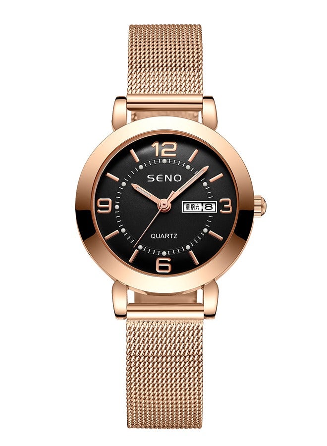 SENO Women's Quartz Luminous Waterproof Double Calendar Watch - Image 3
