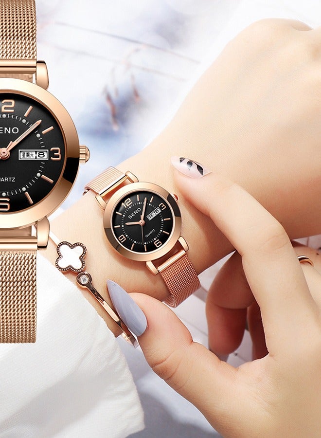 SENO Women's Quartz Luminous Waterproof Double Calendar Watch - Image 4