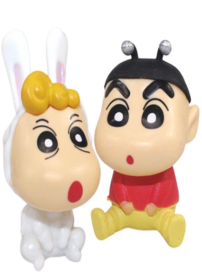 Mallexo Cute Anime Sinchan Action Figures Playset of 2PCs Random Color for Kids Study Table and Office Desk Decoration Cartoon Figurine Toys Set for Girl & Boy Best Birthday Return Gift for Children - Image 1