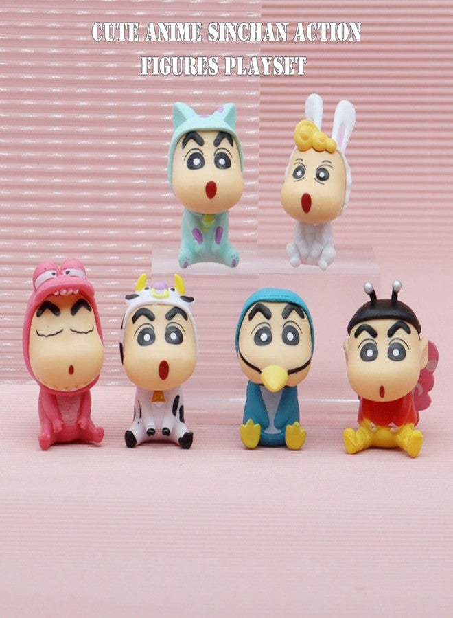 Mallexo Cute Anime Sinchan Action Figures Playset of 2PCs Random Color for Kids Study Table and Office Desk Decoration Cartoon Figurine Toys Set for Girl & Boy Best Birthday Return Gift for Children - Image 2