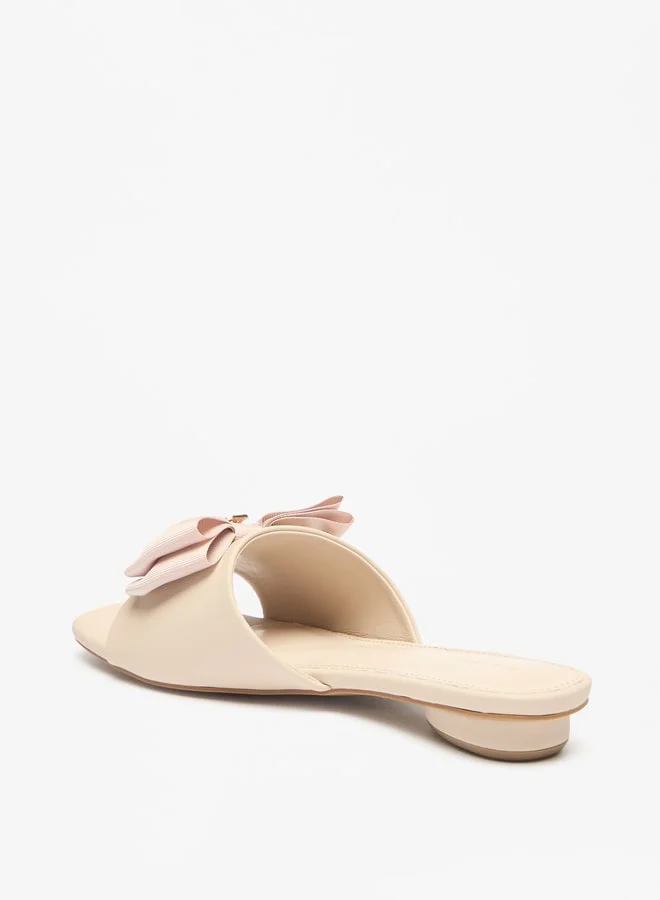 Flora Bella By Shoexpress Women's Bow Accented Slip-On Slide Sandals