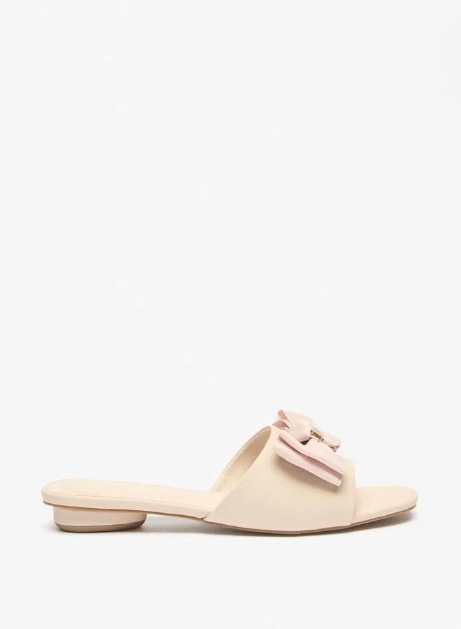Flora Bella By Shoexpress Women's Bow Accented Slip-On Slide Sandals