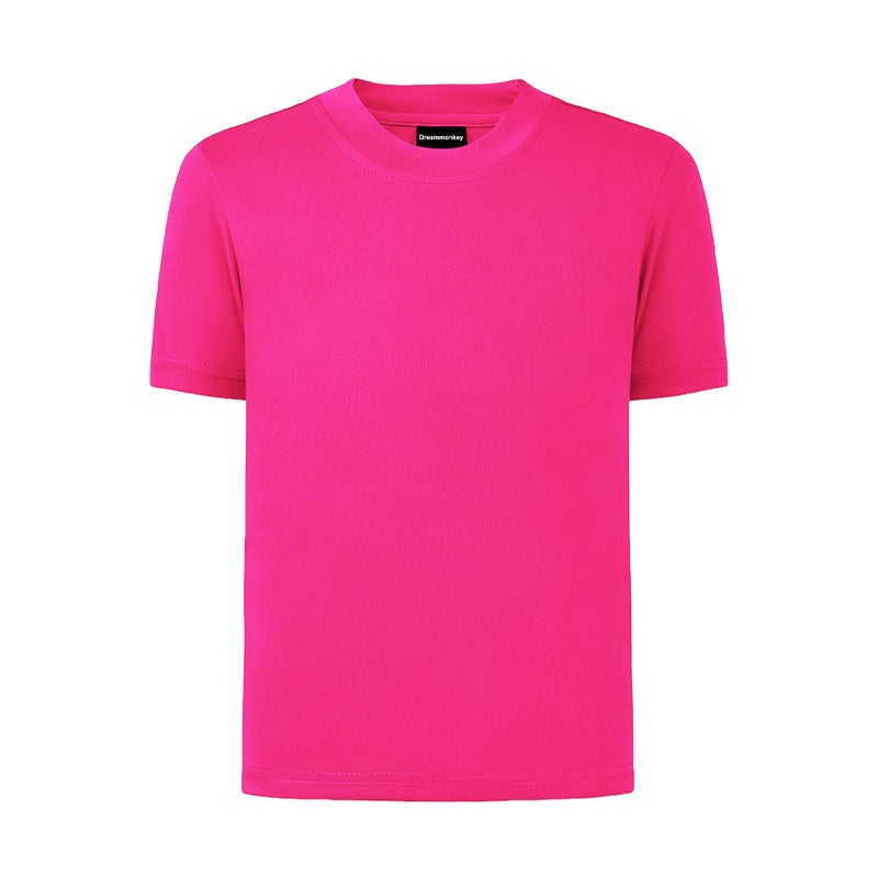 Dreammonkey 4T to Youth Neon Shirt Kids Rash Guard UPF 50+ Dry Fit Athletic Short Sleeve T Shirts for Boys and Girls (Neon Pink S) - Image 1