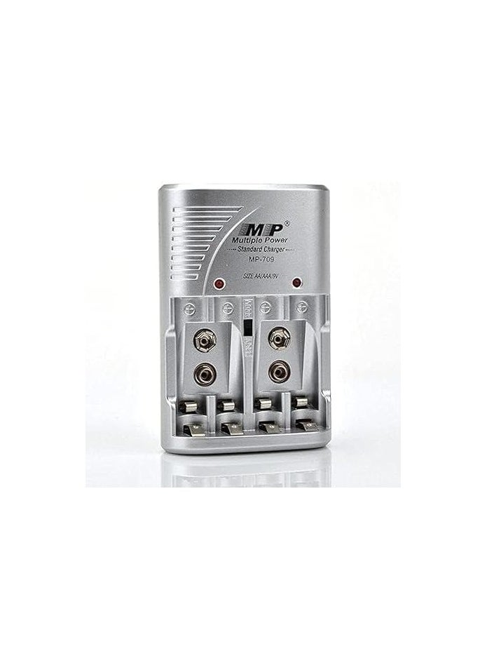 ماركة غير محددة شاحن بطارية ايه ايه/ايه 9 فولت Ni-MH/Ni-CD طراز MP-709 فضي  - Image 1