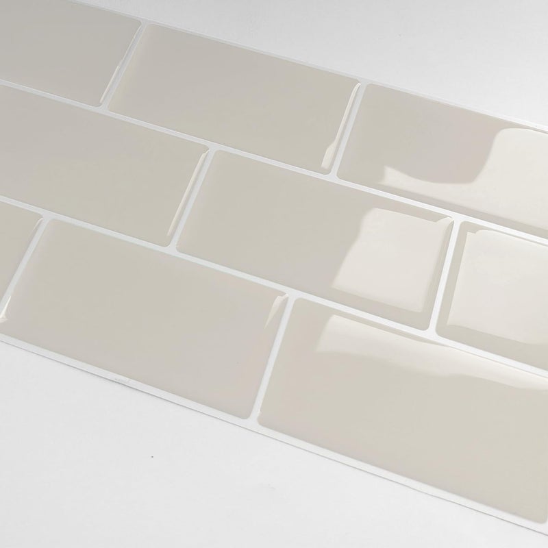 ملصق بلاط حائط فينيل ثلاثي الأبعاد بني كريمي 10 ورقات من ألويس بون، سميك، قابل للتقشير واللصق، ذاتي اللصق، مقاوم للماء، ملصقات بلاط للحمام والمطبخ، سُمك 3 مم، 12x6305x153 سم