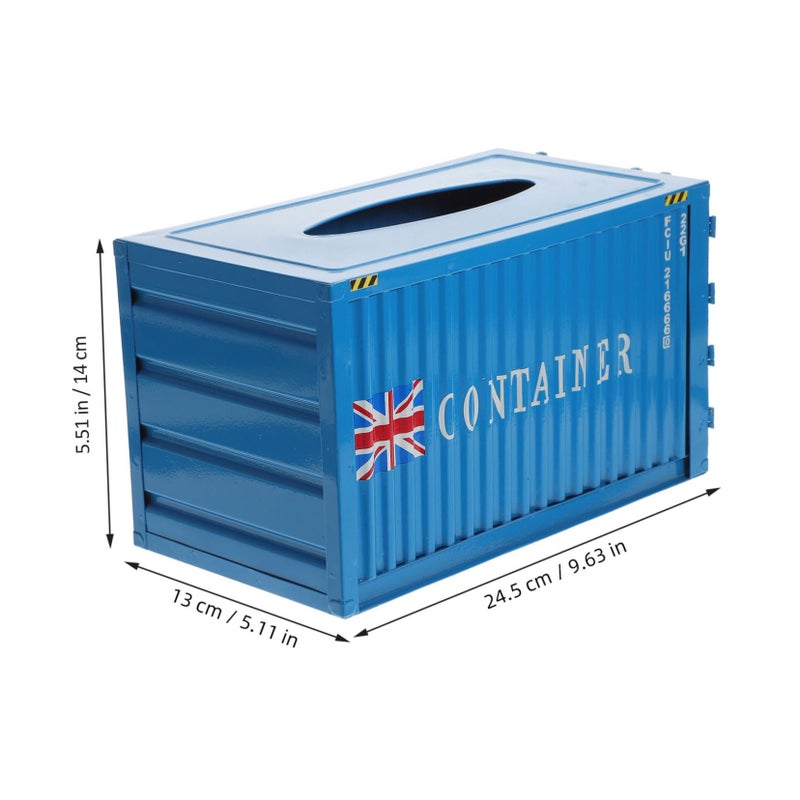 Modern Blue Metal Tissue Box Holder For Home Office Restaurant Storage - Image 4