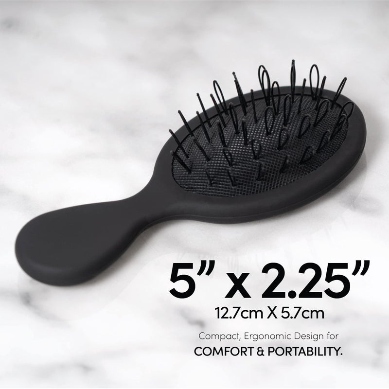 The Hair Shop Mini Black Loop Brush - Salon Professional Grade with Matted Black & Ergonomic Travel Size Design- Small & Safe Detangler Tool for 100% Remy Human and Synthetic Hair Extensions and Wigs - Image 4