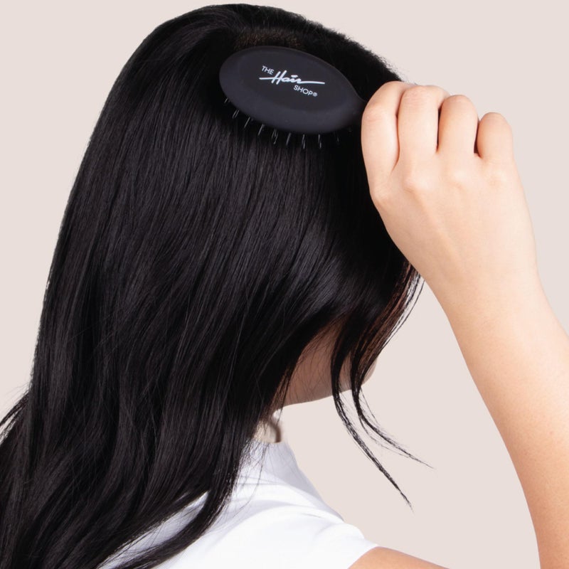 The Hair Shop Mini Black Loop Brush - Salon Professional Grade with Matted Black & Ergonomic Travel Size Design- Small & Safe Detangler Tool for 100% Remy Human and Synthetic Hair Extensions and Wigs - Image 2