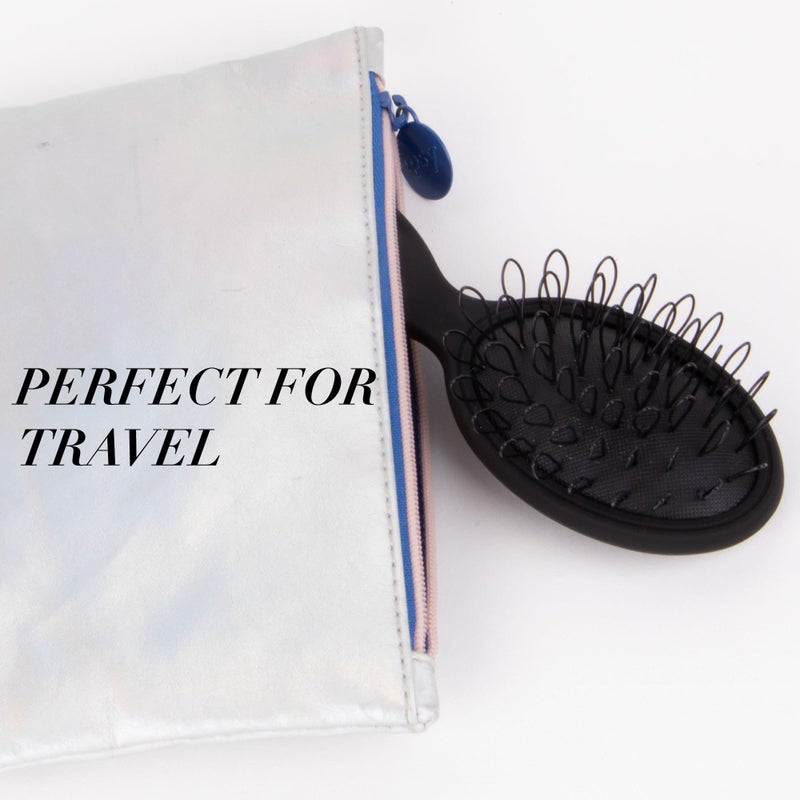 The Hair Shop Mini Black Loop Brush - Salon Professional Grade with Matted Black & Ergonomic Travel Size Design- Small & Safe Detangler Tool for 100% Remy Human and Synthetic Hair Extensions and Wigs - Image 3