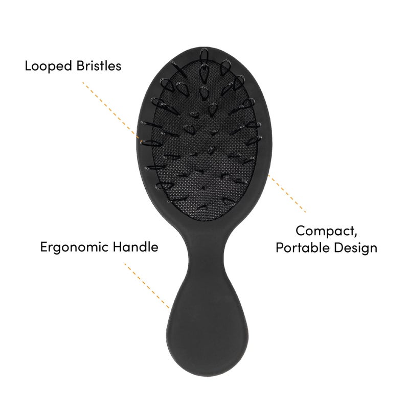 The Hair Shop Mini Black Loop Brush - Salon Professional Grade with Matted Black & Ergonomic Travel Size Design- Small & Safe Detangler Tool for 100% Remy Human and Synthetic Hair Extensions and Wigs - Image 5