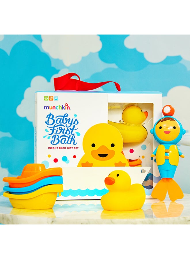 مونشكين Munchkin Baby’s First Bath Gift Set 18M+ 3 Pack Baby Bath Toys with Temperature Duck, Swimming Toy & Water Play - Image 2