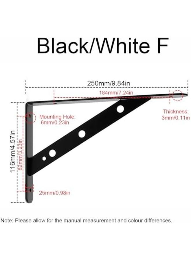 Heavy Duty L Shaped Shelf Brackets Black Metal Wall Mount Supports For Floating Shelves - Image 3