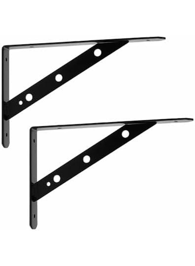 Heavy Duty L Shaped Shelf Brackets Black Metal Wall Mount Supports For Floating Shelves - Image 2