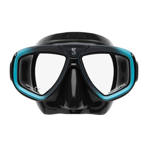 SCUBAPRO Zoom Scuba Mask with Ultra Clear Dual Lens and Lens-Change System for Optical Lenses for Diving, Black/Turquoise - Image 1