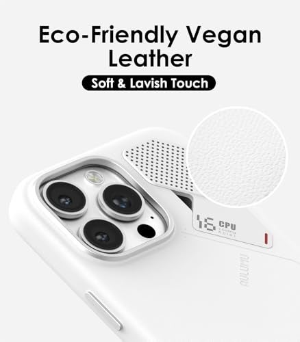 Aulumu A16 Vegan Leather Cooling for iPhone 16 Pro Max Case | Updated Camera Control | with Cooling Fins | Luxury Comfort | Compatible with MagSafe | Complete Wrap-Around - Touch White - Image 3