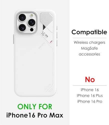 Aulumu A16 Vegan Leather Cooling for iPhone 16 Pro Max Case | Updated Camera Control | with Cooling Fins | Luxury Comfort | Compatible with MagSafe | Complete Wrap-Around - Touch White - Image 2
