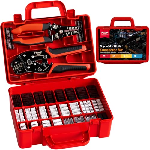 PEBA Crimping Tool and Dupont Connector Kit - 26 Types of Dupont 2.54mm Connectors & Crimp Pins, 2.5mm JST-XH 2/3/4/5/6/7-pin Contacts and Housings, for DIY Electronics - Suitable for AWG 32-20 Wires - Image 1
