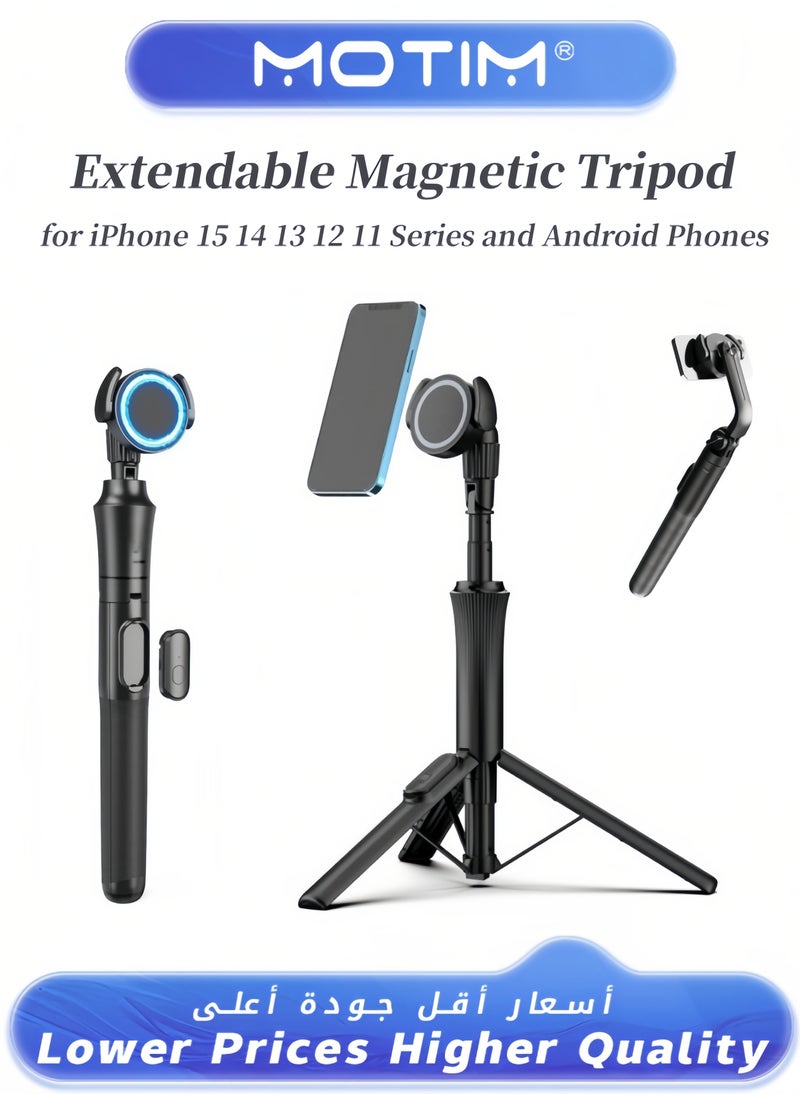 Motim - 1.6m Magnetic Tripod for iPhone Extendable Stand with Remote for iPhone 15/14/13/12 & Android Phones - Image 1