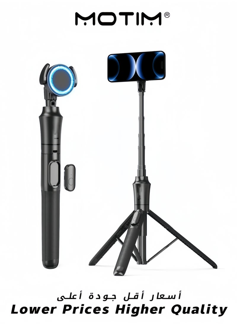 Motim - 1.6m Magnetic Tripod for iPhone Extendable Stand with Remote for iPhone 15/14/13/12 & Android Phones - Image 1