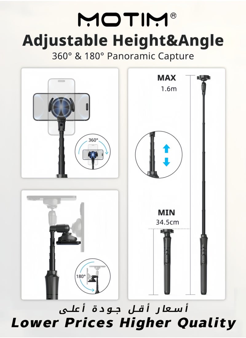 Motim - 1.6m Magnetic Tripod for iPhone Extendable Stand with Remote for iPhone 15/14/13/12 & Android Phones - Image 1