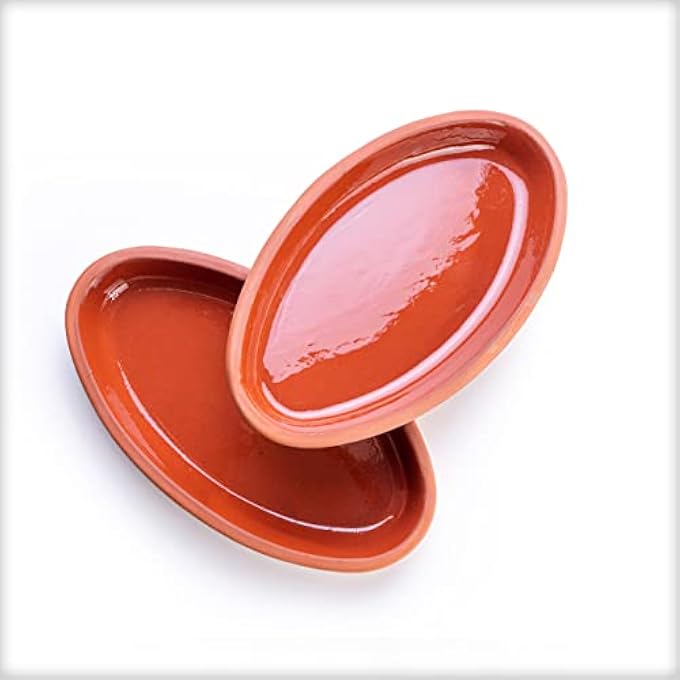 Bandai Small Oval Pots For Cooking Pan For Mexican Indian Korean Dishes Handmade Cookware Clay Pot For Oven Terracotta Pot Clay Pot For Cooking Clay Pan For Cooking Clay Oven Pot Set 2 Pcs - Image 1