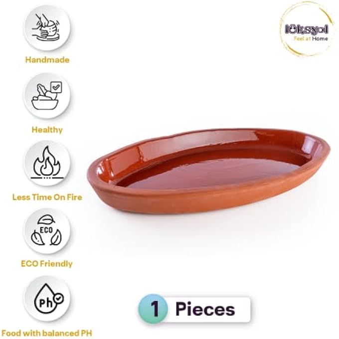 Bandai Small Oval Pots For Cooking Pan For Mexican Indian Korean Dishes Handmade Cookware Clay Pot For Oven Terracotta Pot Clay Pot For Cooking Clay Pan For Cooking Clay Oven Pot Set 2 Pcs - Image 5