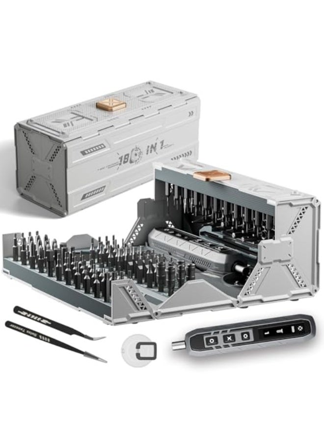180 in 1 Electric Screwdriver Set, Precision Magnetic Screwdriver Kit, 3 Torque Modes with 162 Magnetic Precision Bits, Power Screwdriver with Case, for Phone Camera Computer Watch Laptop Drones