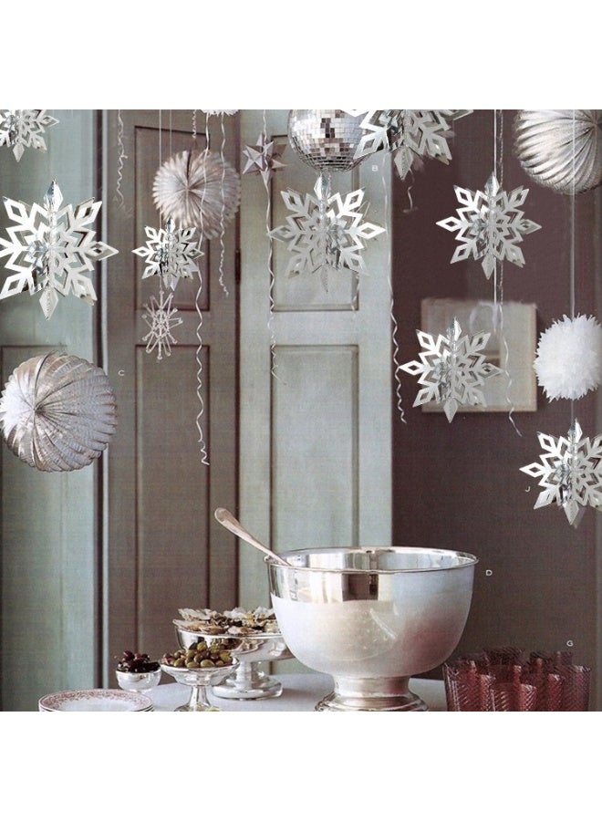 HSEAMALL 6-Piece 3D Paper Snowflake Decoration Set New Year & Christmas Party Decorations (2 pieces each of 15cm, 20cm, 25cm) - Image 4
