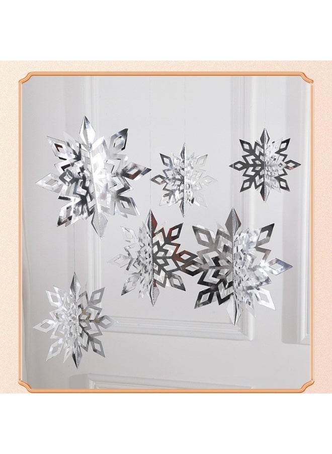 HSEAMALL 6-Piece 3D Paper Snowflake Decoration Set New Year & Christmas Party Decorations (2 pieces each of 15cm, 20cm, 25cm) - Image 1